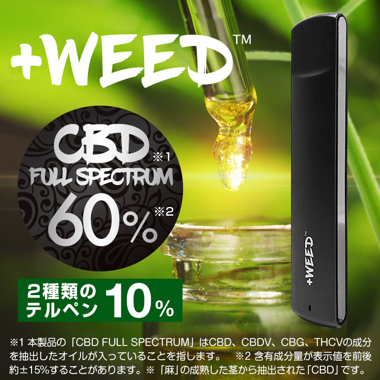 +weed 高濃度CBD フルスペクトラム60% 使い捨てポッド(2個セット)