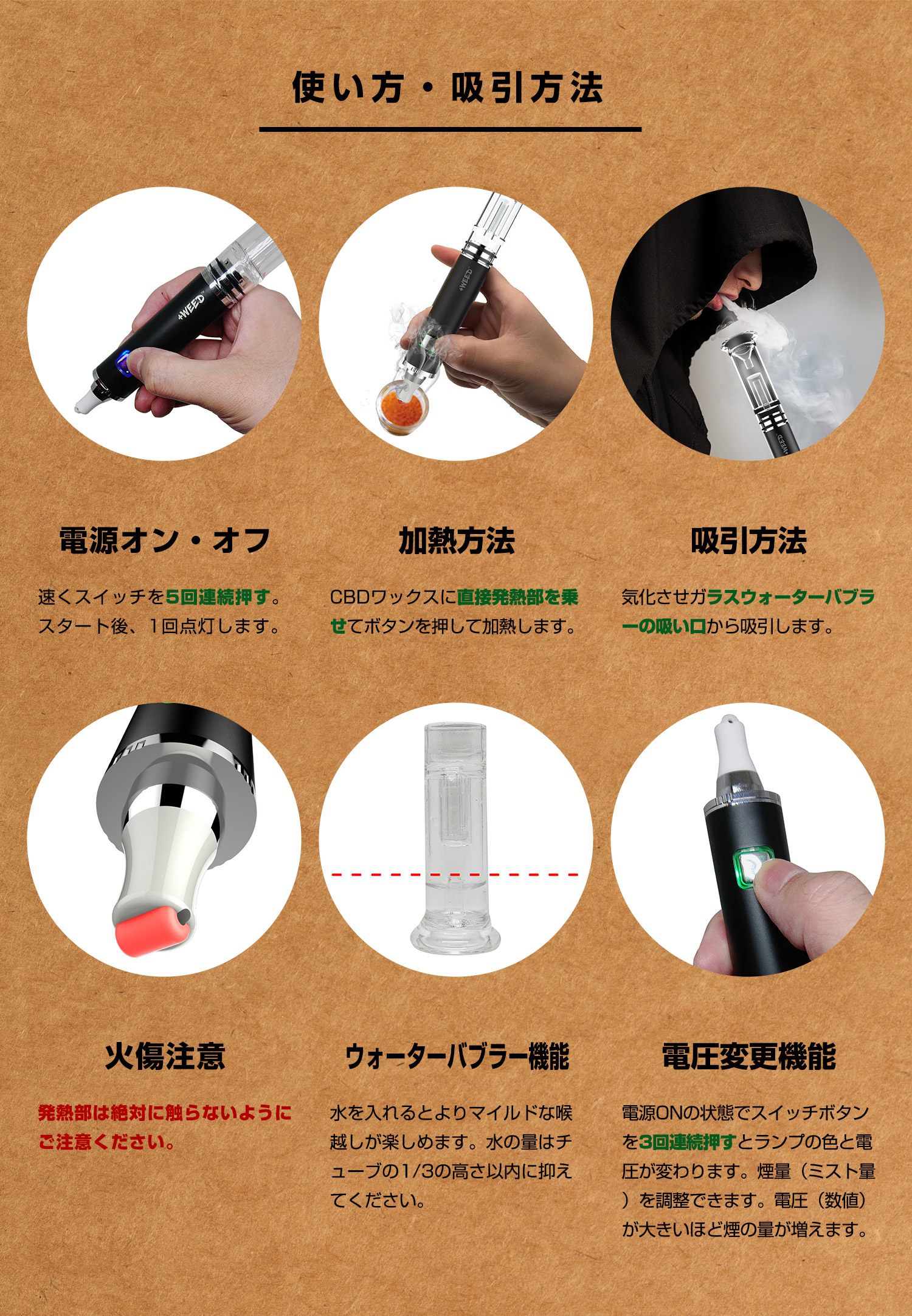使い方、吸引方法
