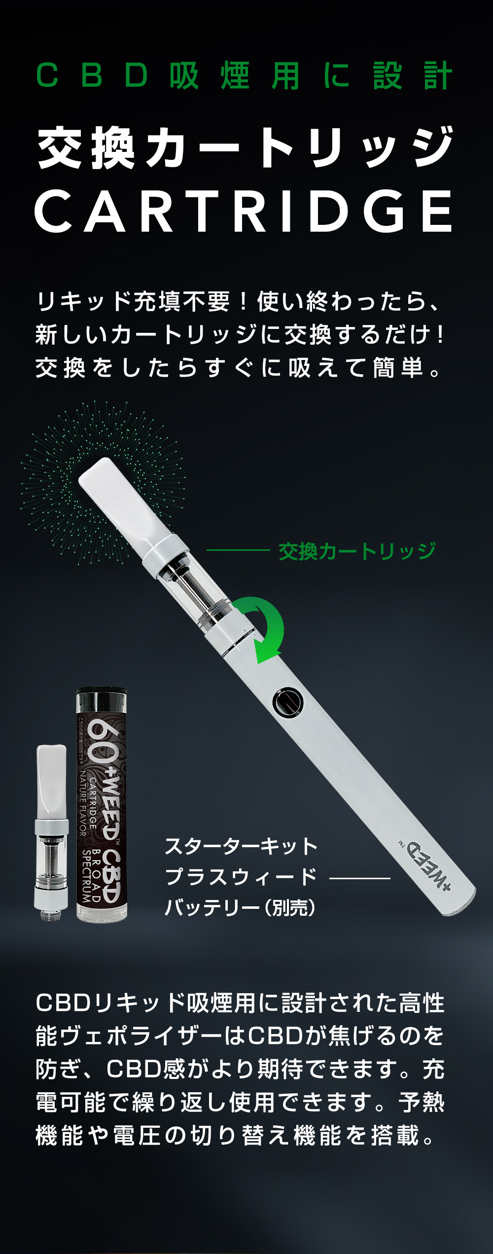 CBD高濃度60%カートリッジ通販｜+WEED【プラスウィード】